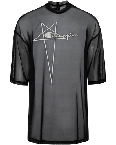 Rick Owens Tommy Mesh T Shirt X Champion - Black