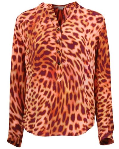 Stella McCartney Leopard Printed Silk Crepe De Chine Shirt - Orange