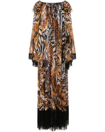 Dolce & Gabbana Fringed Kaftan Dress - Brown