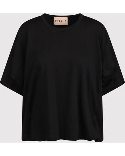 Plan C Oversized T-Shirt With Printed Logo - Black