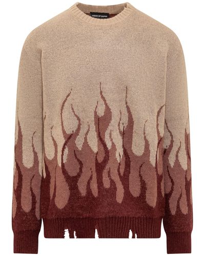 Vision Of Super Flames Sweater - Brown