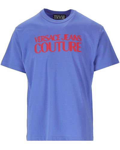 Versace Jeans Couture Logo Cotton Classic-fit Short-sleeve T-shirt - Blue