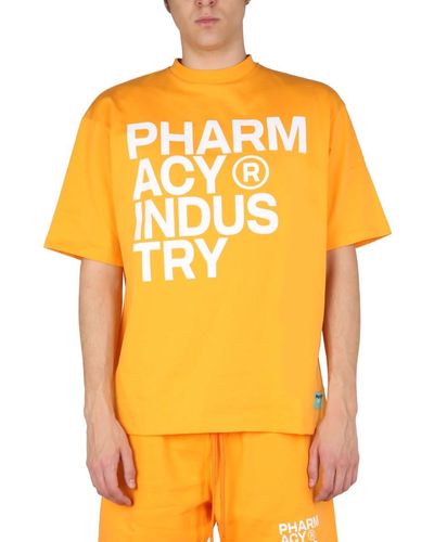 Pharmacy Industry Logo Print T-Shirt - Orange