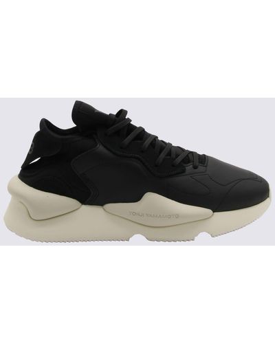 Y-3 And Leather Kaiwa Trainers - Black