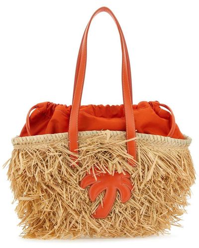 Palm Angels Palm Patch Drawstring Basket Bag - Orange