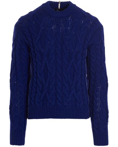 3 MONCLER GRENOBLE Cable Wool Jumper - Blue