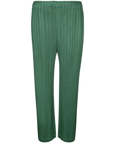 Issey Miyake Pleats Please Straight Trousers - Green