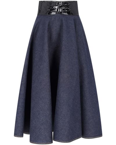 Alaïa Denim Long Skirt - Blue