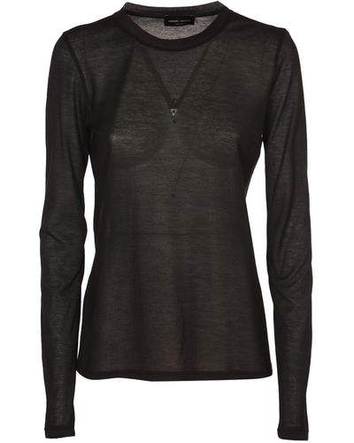 Roberto Collina Round Neck Plain Sweatshirt - Black