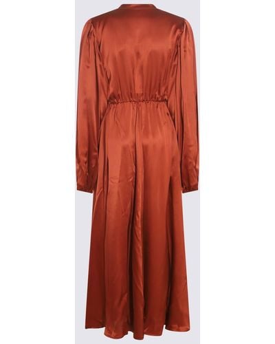 Crida Milano Bronze Satin Matera Long Dress - Red
