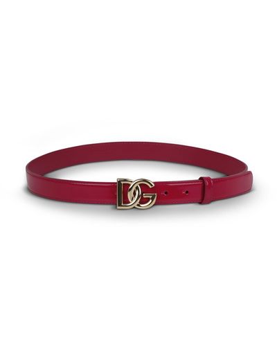Dolce & Gabbana Logo-buckle Leather Belt - Red