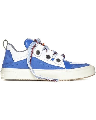 Marcelo Burlon Ticinella Leather And Suede Sneakers - Blue
