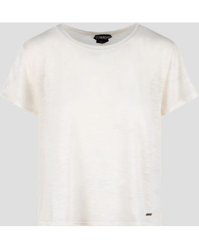 Tom Ford Slub Cotton Jersey Crewneck T-shirt - Natural