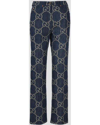 Gucci Jumbo Gg Denim Trousers - Blue