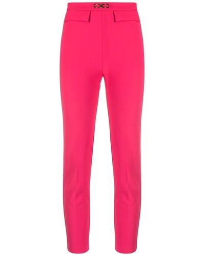 Elisabetta Franchi Cropped Polyester Trousers - Pink