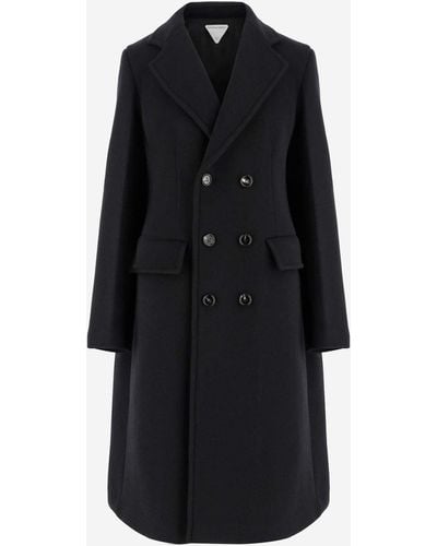 Bottega Veneta Wool And Cashmere Double-breasted Long Coat - Black