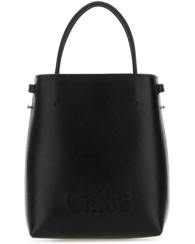 Chloé Leather Micro Chloã Sense Handbag - Black