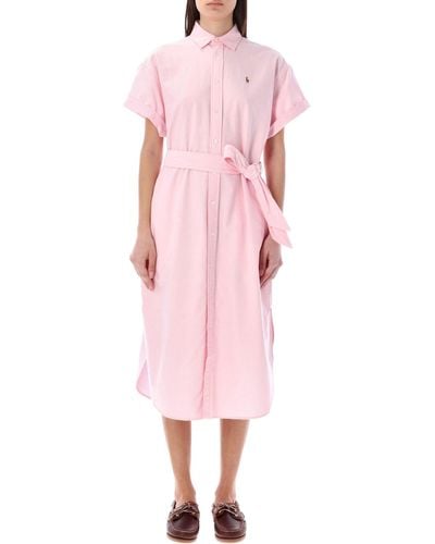 Polo Ralph Lauren Belted Oxford Shirtdress - Pink