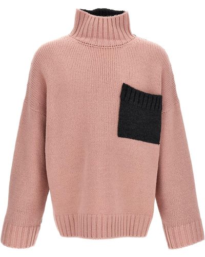 JW Anderson Logo Embroidery Two-color Sweater Sweater, Cardigans - Pink