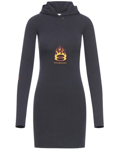 Balenciaga Hooded Dress Burning Unity Stretch Plg Jrsy - Blue