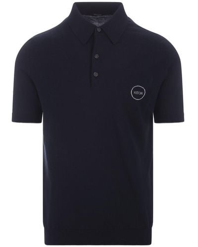 Kiton Knitted Polo With Logo - Blue