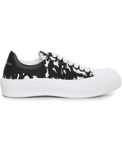 Alexander McQueen Sneakers Deck Plimsoll In Calfskin - White