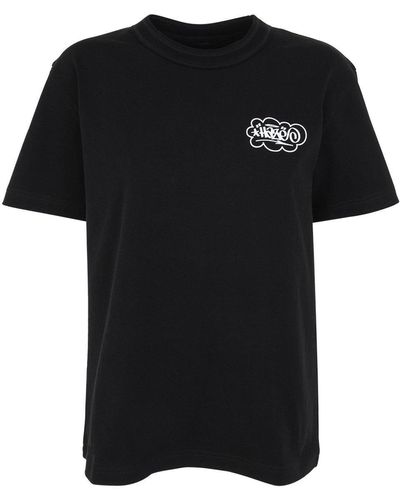 Sacai Slogan Printed Crewneck T-Shirt - Black