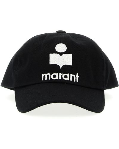 Isabel Marant Logo Embroidery Cap Hats White/black