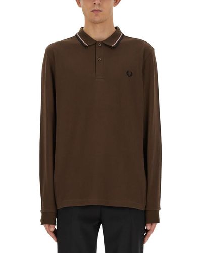 Fred Perry Polo With Logo - Brown