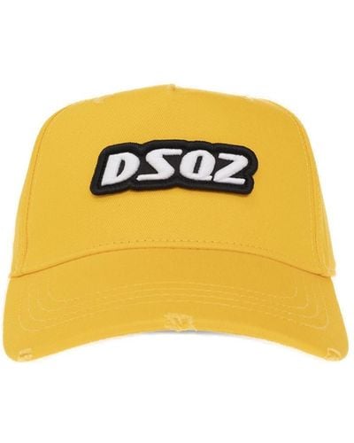 DSquared² Logo-embroidered Distressed Baseball Cap - Yellow