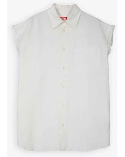 DIESEL S-Simens Linen Blend Sleeveless Shirt - White