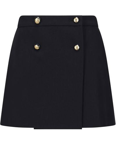 Alexander McQueen Mini Wrap Skirt With Seal Buttons - Black