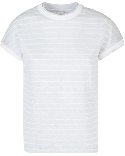 Eleventy Striped Linen T-Shirt - White