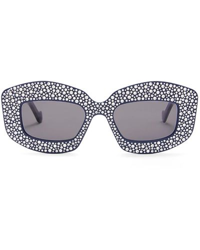 Loewe Pave Screen Embellished Square Sunglasses - Gray