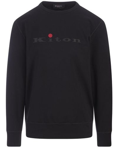 Kiton Crew Neck Sweatshirt With Logo - Blue