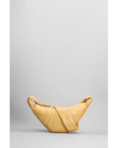 Lemaire Small Croissant Shoulder Bag In Yellow Leather - Metallic