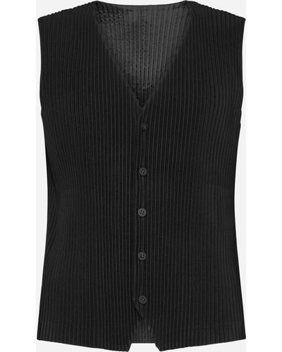 Homme Plissé Issey Miyake Pleated Fabric Vest - Black