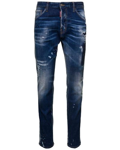 DSquared² Cool Guy Blue Jeans With Used Fect And Paint Stains In Cotton Denim D-squared2