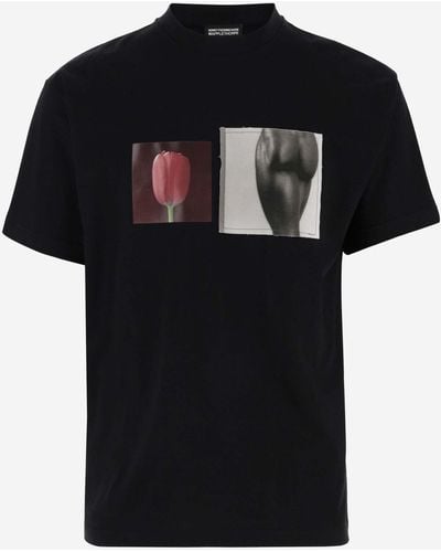 Honey Fucking Dijon Cotton T-Shirt With Graphic Pattern - Black