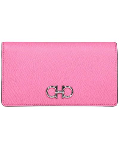 Ferragamo Gancini Wallet In Pink Leather