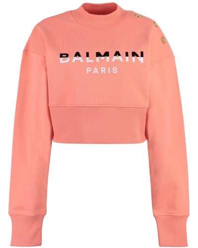Balmain Cotton Crew-Neck Sweatshirt - Pink