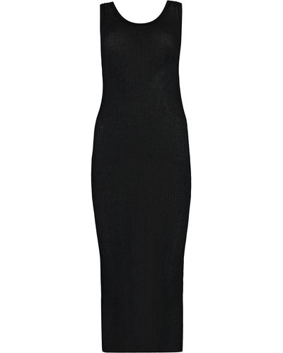 Pinko Francoforte Ribbed Knit Midi Dress - Black