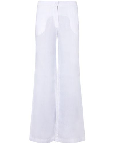 120% Lino Smoking Trousers - White