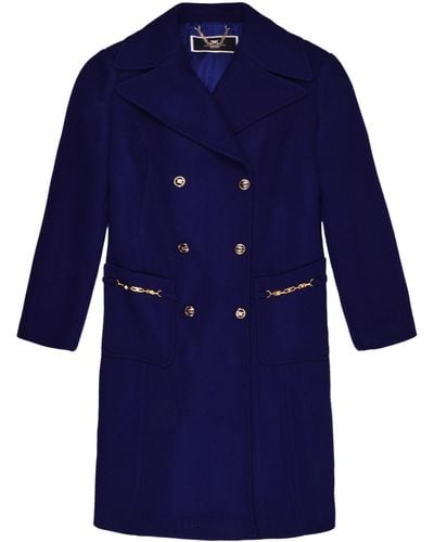 Elisabetta Franchi Long Cloth Coat - Blue