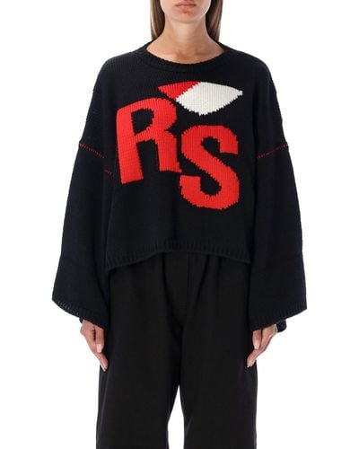 Raf Simons Jacquard Rs Cropped Sweater - Black