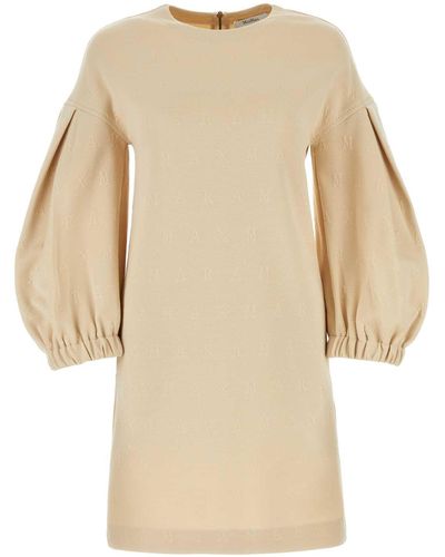 Max Mara Sand Cotton Blend Malia Mini Dress - Natural