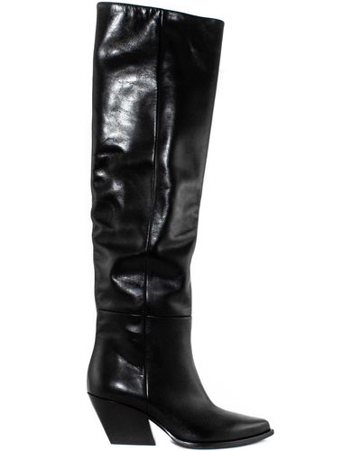Elena Iachi Leather Knee Boots - Black