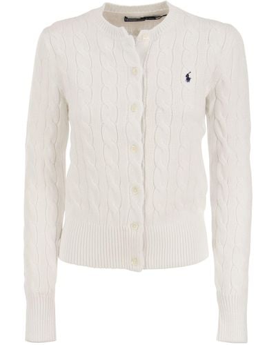 Polo Ralph Lauren Plaited Cotton Cardigan - White
