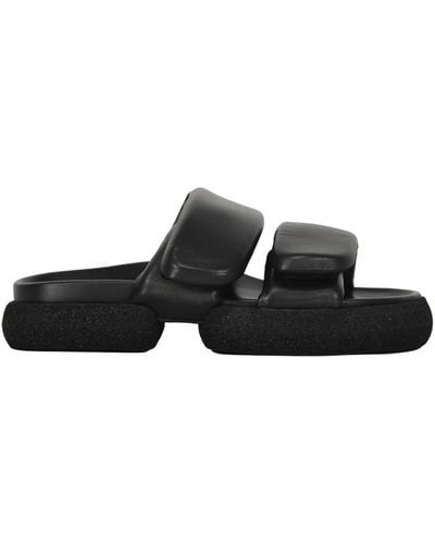 Dries Van Noten Leather And Rubber Slides - Black