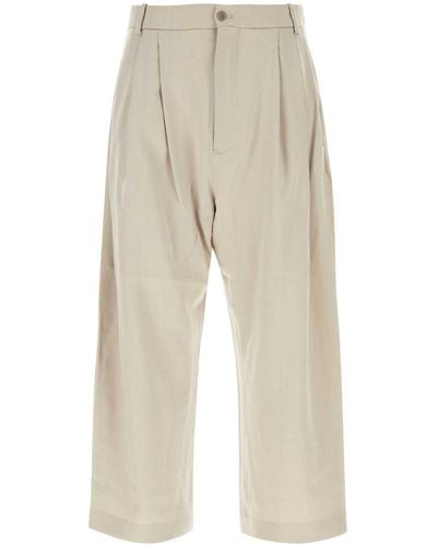 Hed Mayner Sand Wool Wide-Leg Pant - White